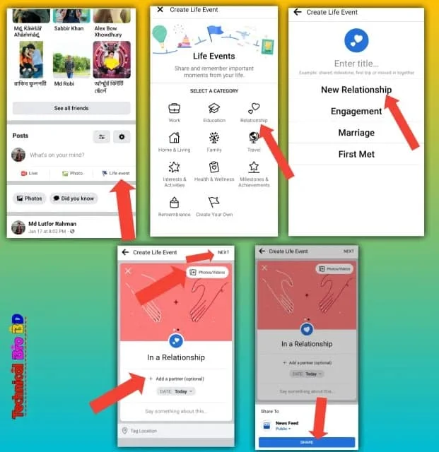 How to post relationship status on facebook news feed and timeline