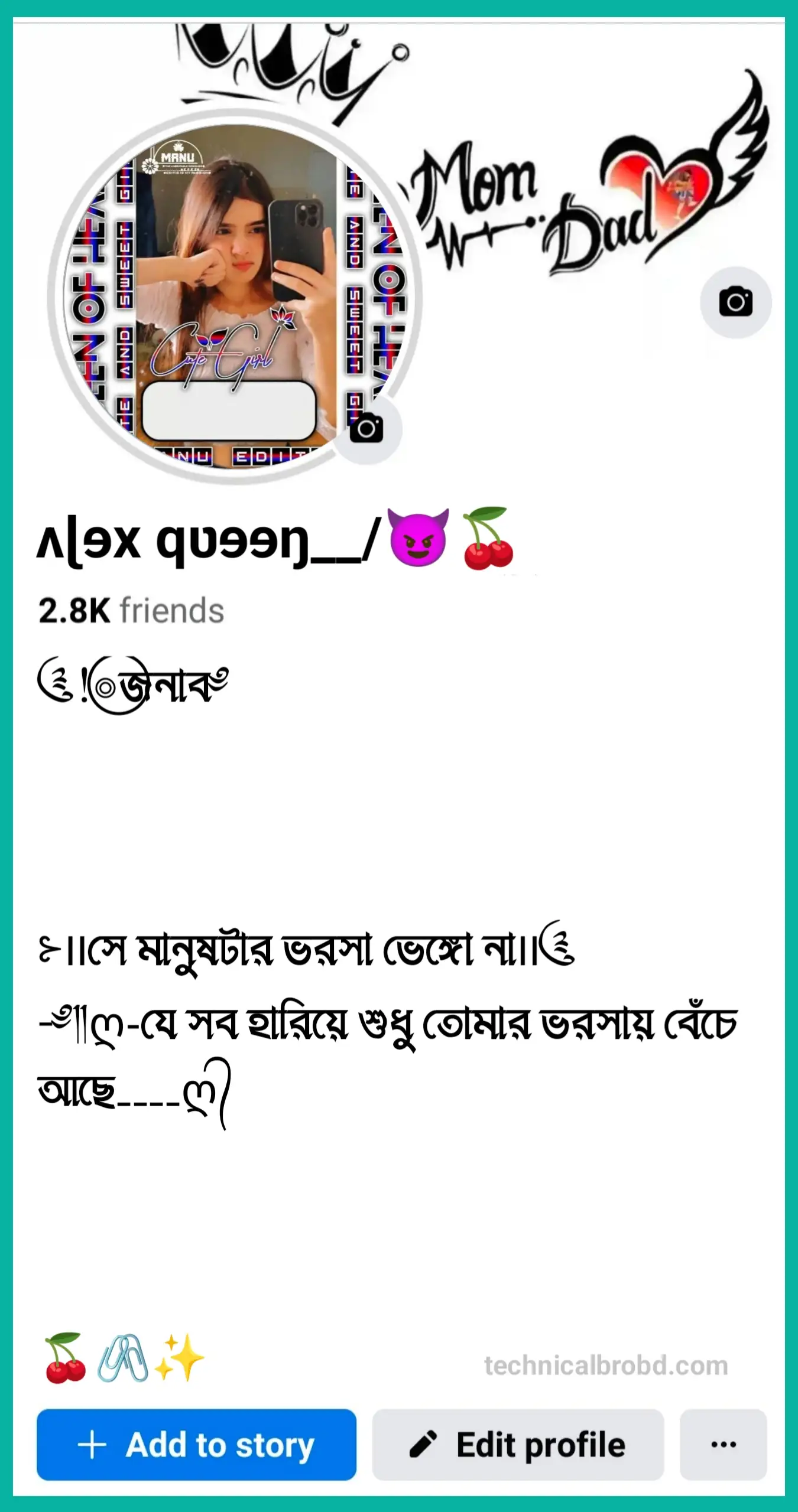 মেয়েদের ফেসবুক বায়ো