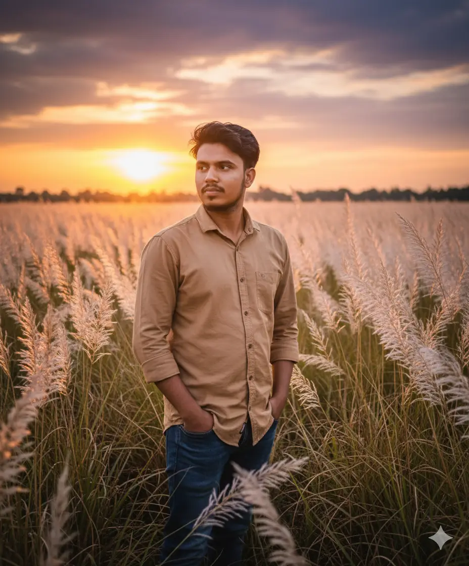 Top 10 Best Gemini Prompts for Photo Editing - boy picture with Kans grass